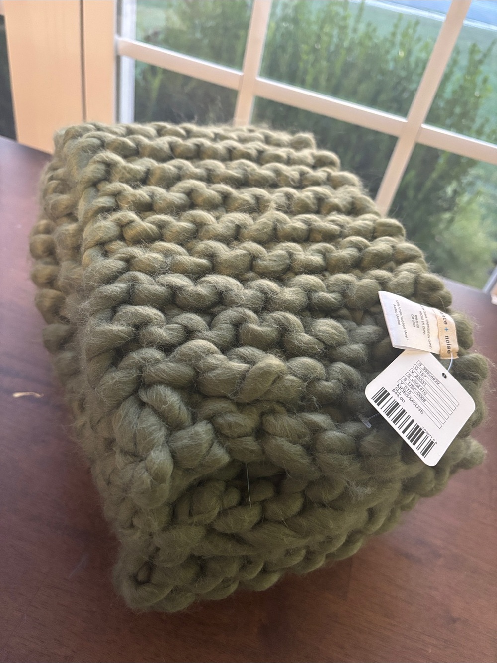 silence + noise Olive Green Chunky Knit Scarf